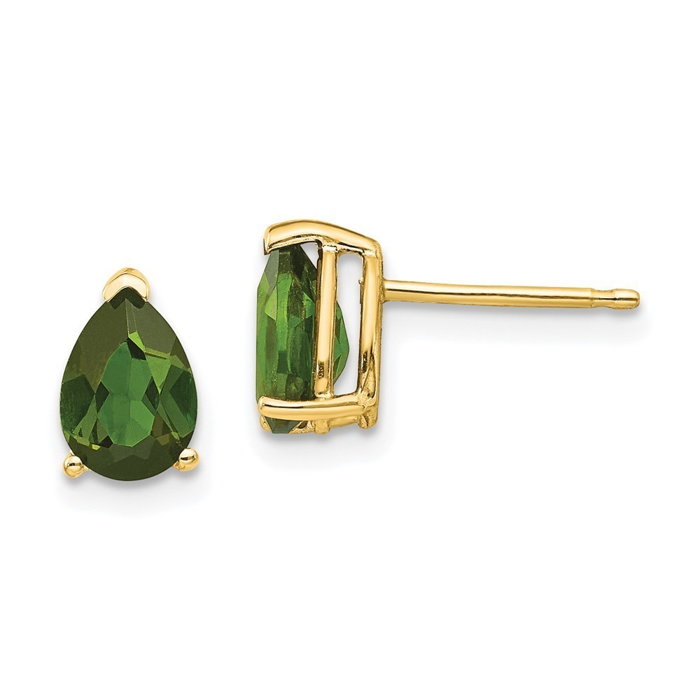14k Yellow Gold Green Tourmaline Earrings